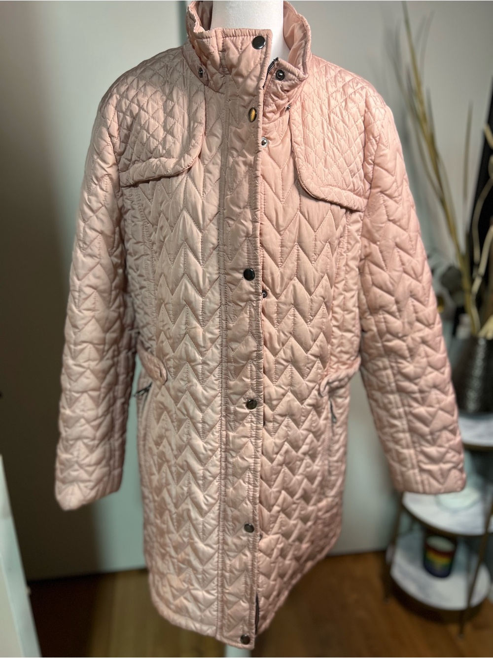 Big Chill Quilted Long Puffer Coat in Blush Pink